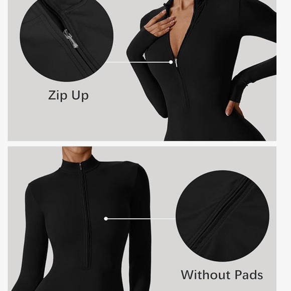 Ecupper Black Long Sleeve Workout Jumpsuit XS - Picture 10 of 11